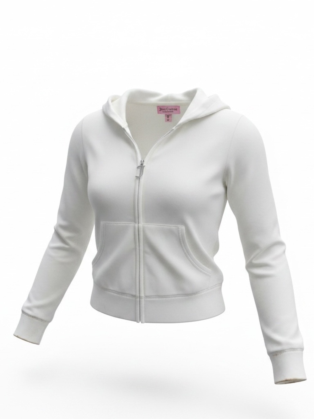 Juicy Couture Women’s S White Velour Rhinestone Juicy Zip Hoodie Y2K Style